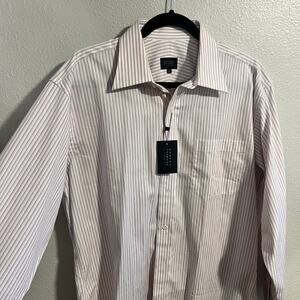 NWT Robert Tablott Carmel Pink Striped Long Sleeve Dress Shirt Size 16/33 Large